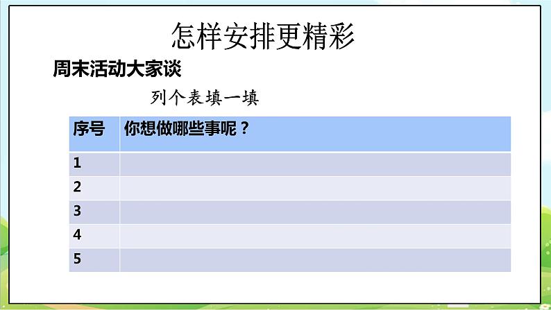 【核心素养目标】二年级上册道德与法治第2课《周末巧安排》ppt教学课件（第二课时）+素材+教案教学设计08