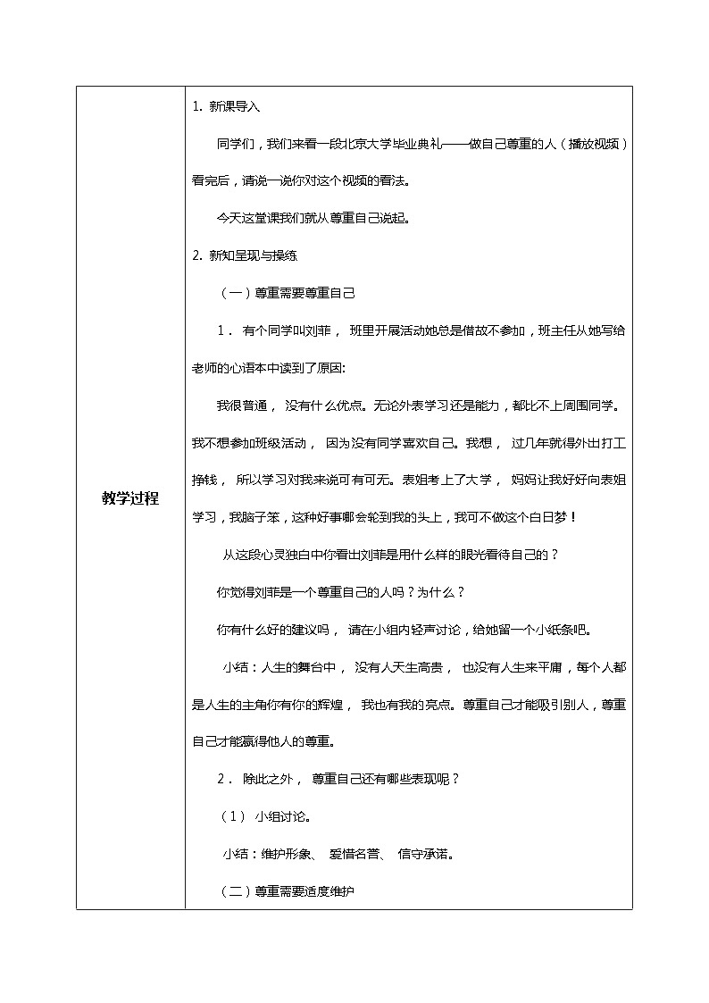 核心素养目标 1.2学会尊重—尊重自己 课件PPT+教案+练习02