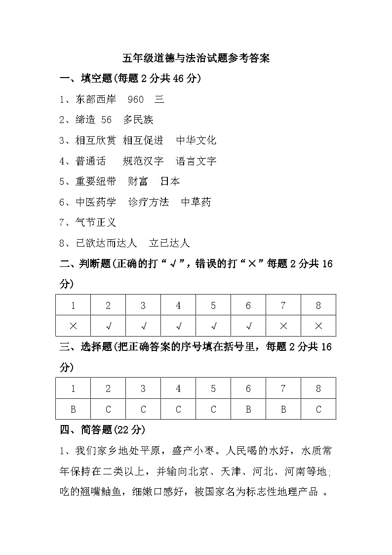 27，河南省周口市郸城县2023-2024学年五年级上学期1月期末道德与法治试题(1)01