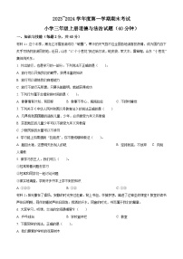 2023-2024学年山东省滨州市滨城区统编版三年级上册期末考试道德与法治试卷（原卷版+解析版）