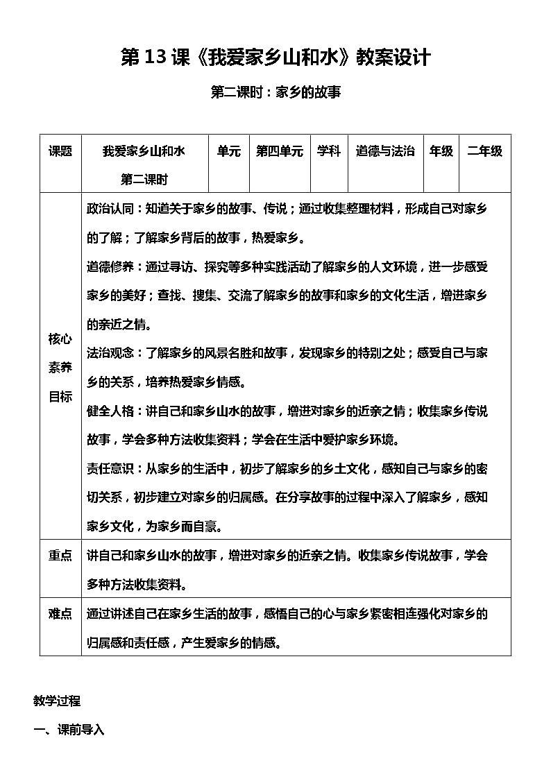 【部编版】二上道法  13.2 我爱家乡山和水 第二课时（课件+教案+素材）01