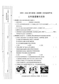 陕西省榆林市神木市第六中学2023-2024学年五年级下学期5月期中道德与法治试题