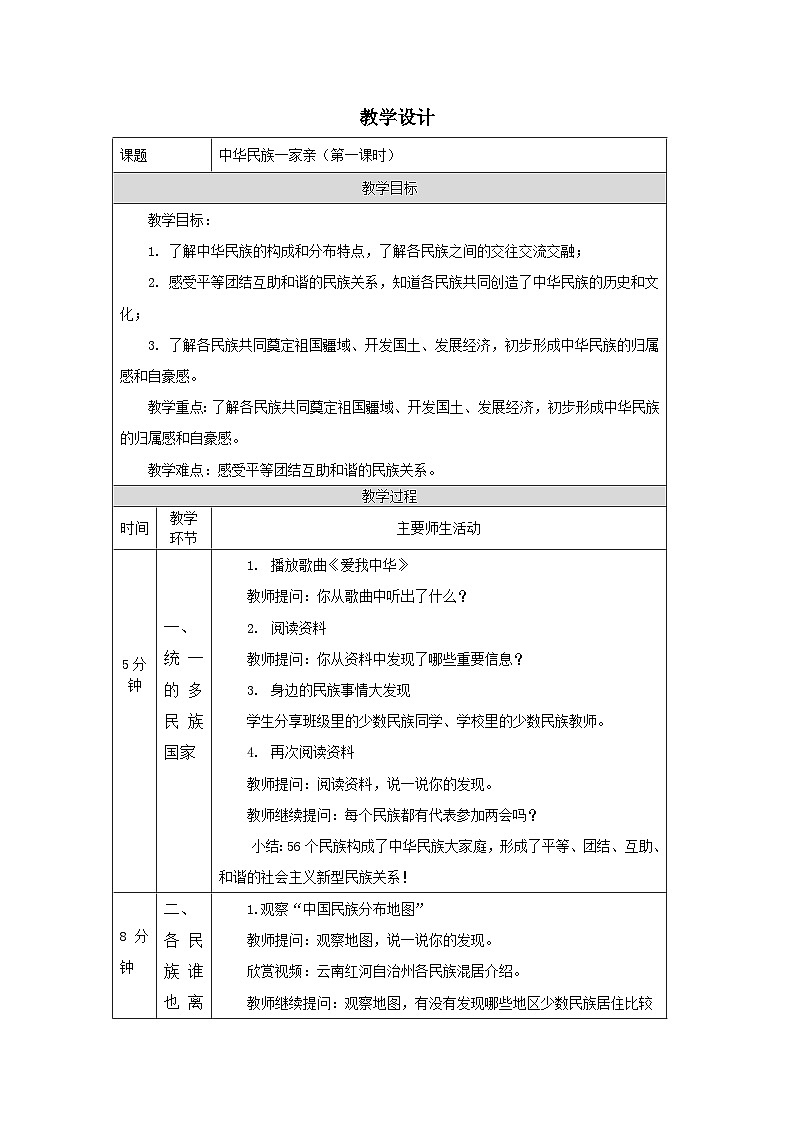 【道德与法治(统编版)】中华民族一家亲（第一课时）第1页