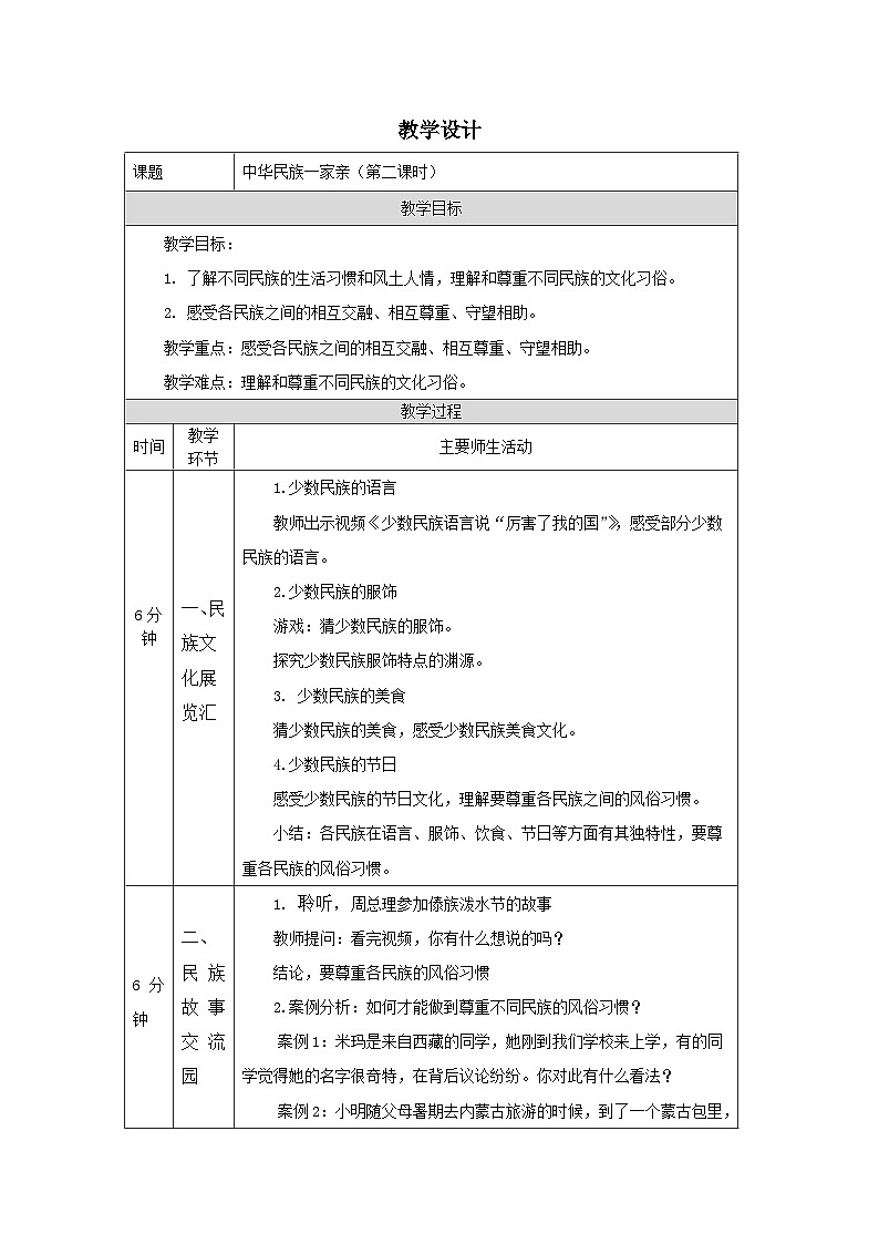 【核心素养】部编版道德与法治五上7《中华民族一家亲》第2课时(课件+教案)01