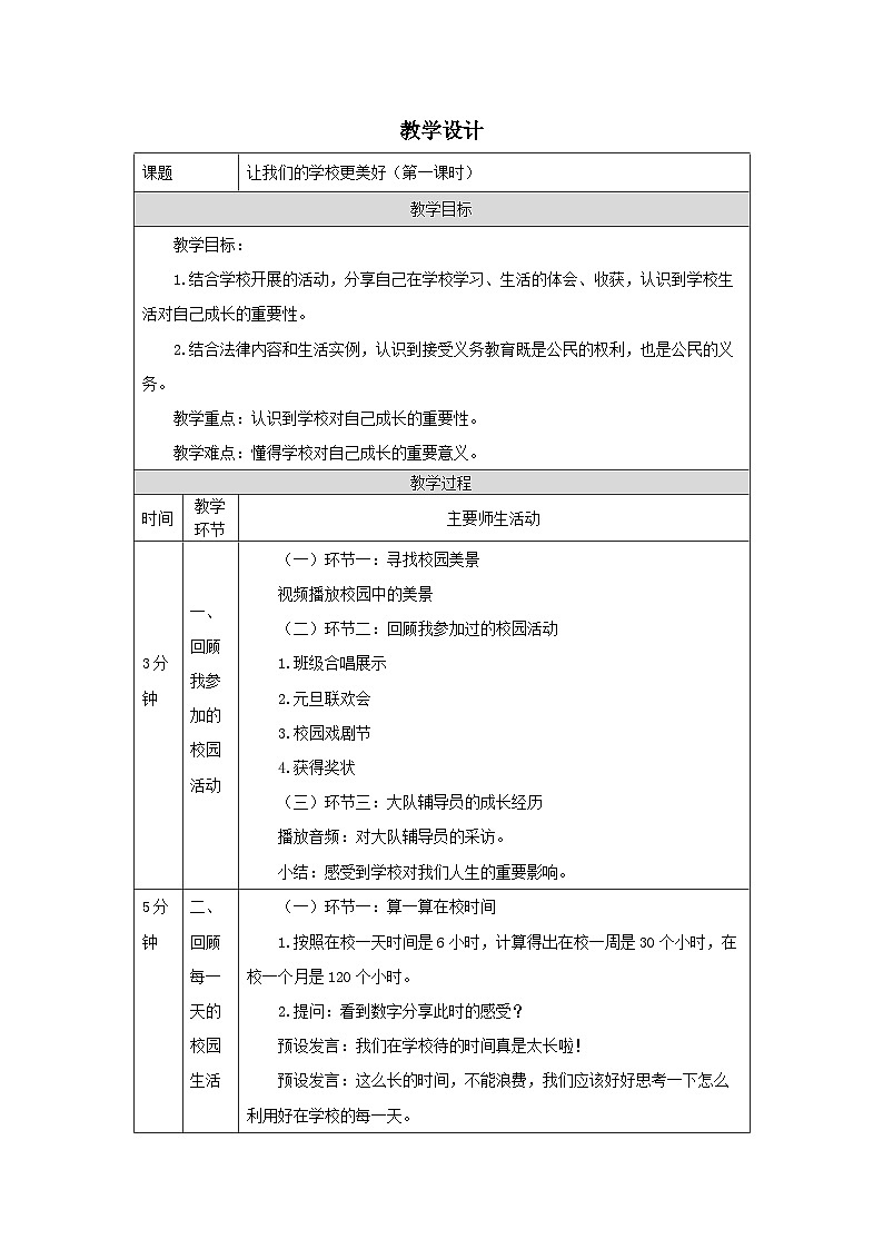 【核心素养】部编版道德与法治三上6《让我们的学校更美好》第1课时(课件+教案)01