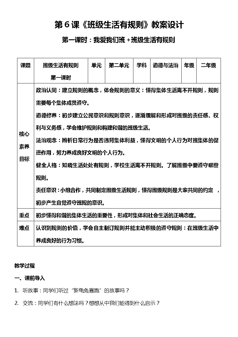 【核心素养】6.1《班级生活有规则》 第1课时 课件+教案+素材01