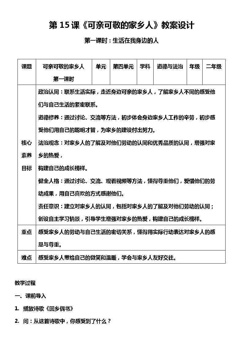 【核心素养】15.1 《可亲可敬的家乡人》 第一课时 课件+教案+素材01