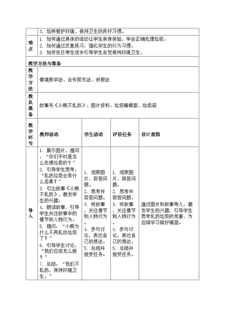 《15 我们不乱扔》教学设计-2024-2025学年部编版道德与法治一年级上册02