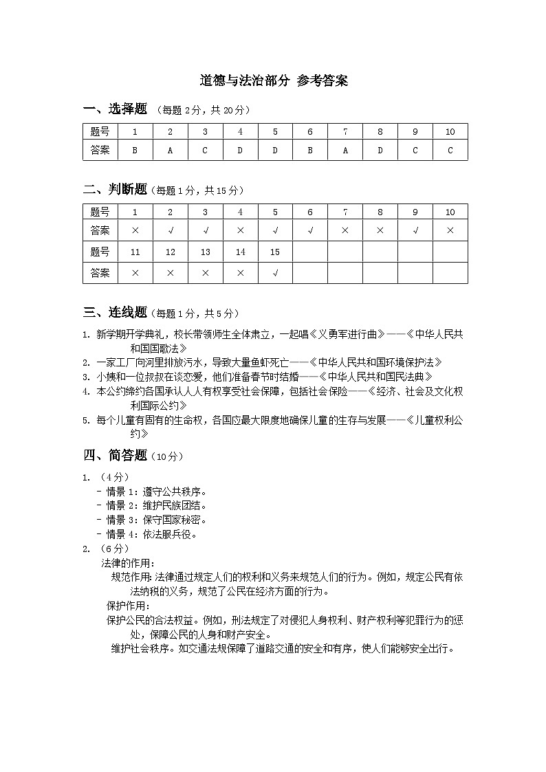 江西省赣州市安远县2024-2025学年六年级上学期期中综合（道德与法治+科学）试题01