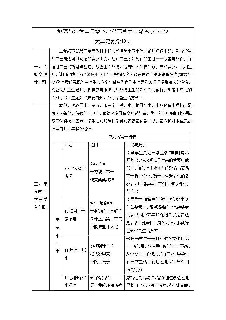 【大单元整体教学】第三单元《绿色小卫士》单元整体分析第1页