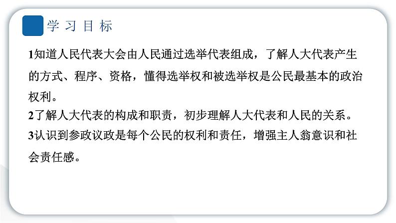 人教统编版道德与法治六年级上册第三单元我们的国家机构6 人大代表为人民（教学）习题课件第2页