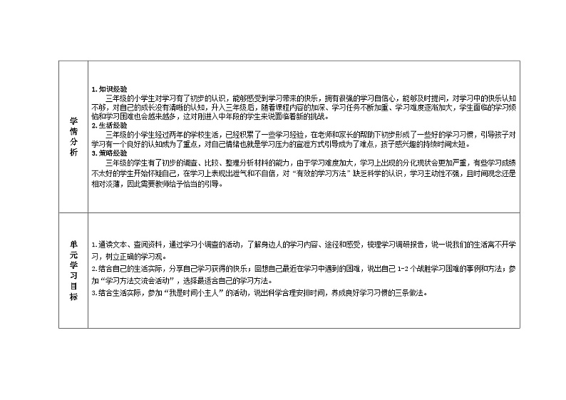 第一单元《快乐学习》  教学设计  道德与法治三年级上册统编版第3页