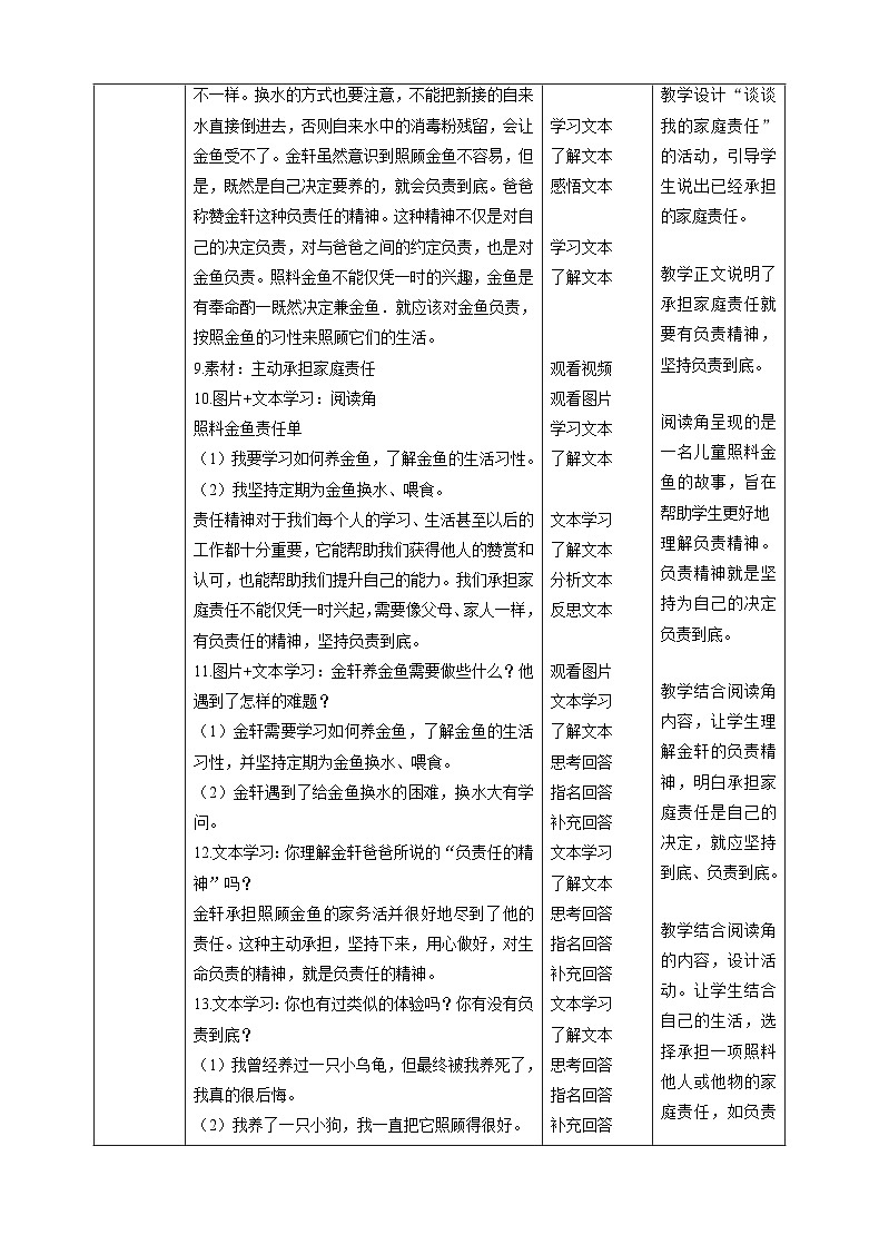 【新课标】四年级上册道德与法治第6课《我的家庭贡献与责任》教案教学设计（第二课时）第3页