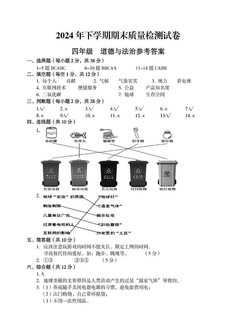 4道法参考答案第1页