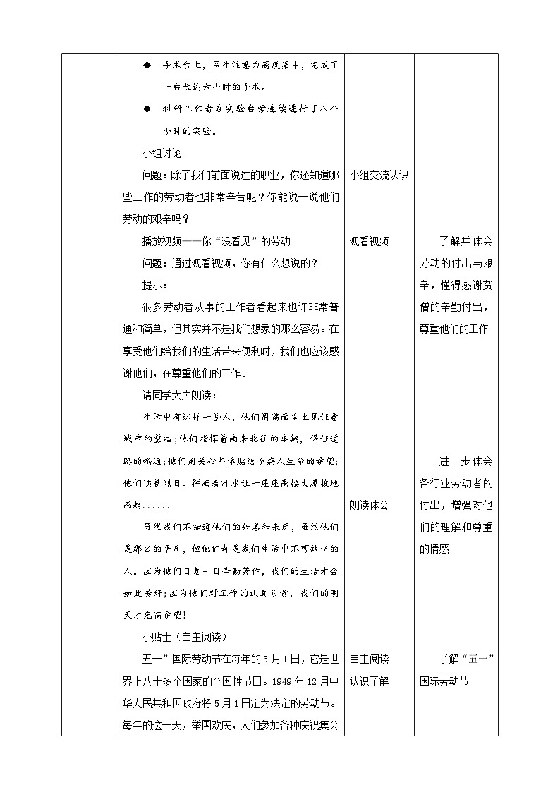 统编版 小学道德与法治 四年级下册3-9教学设计：《生活离不开他们》第二课时第2页