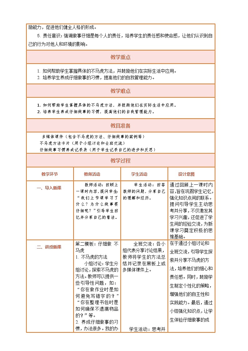 【核心素养】第2课《做事要仔细》第2课时教案含反思第2页