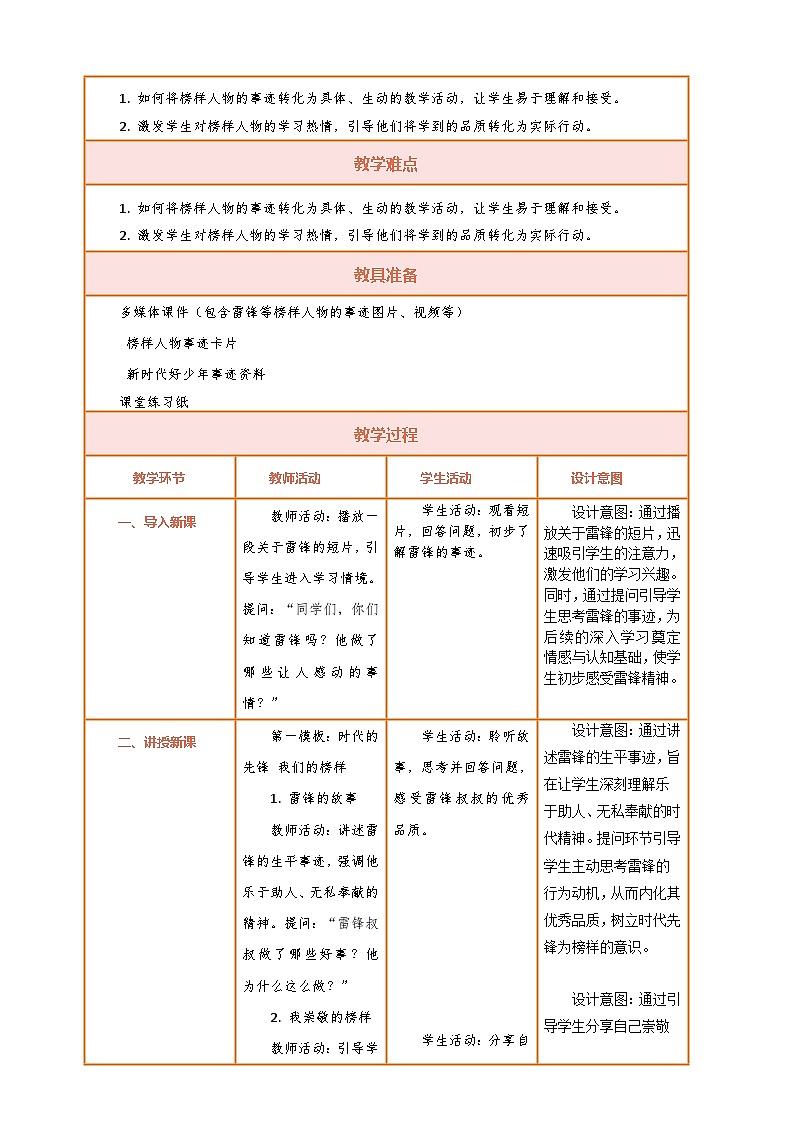 【核心素养】第16课《学先锋做先锋》第1课时教案含反思第2页