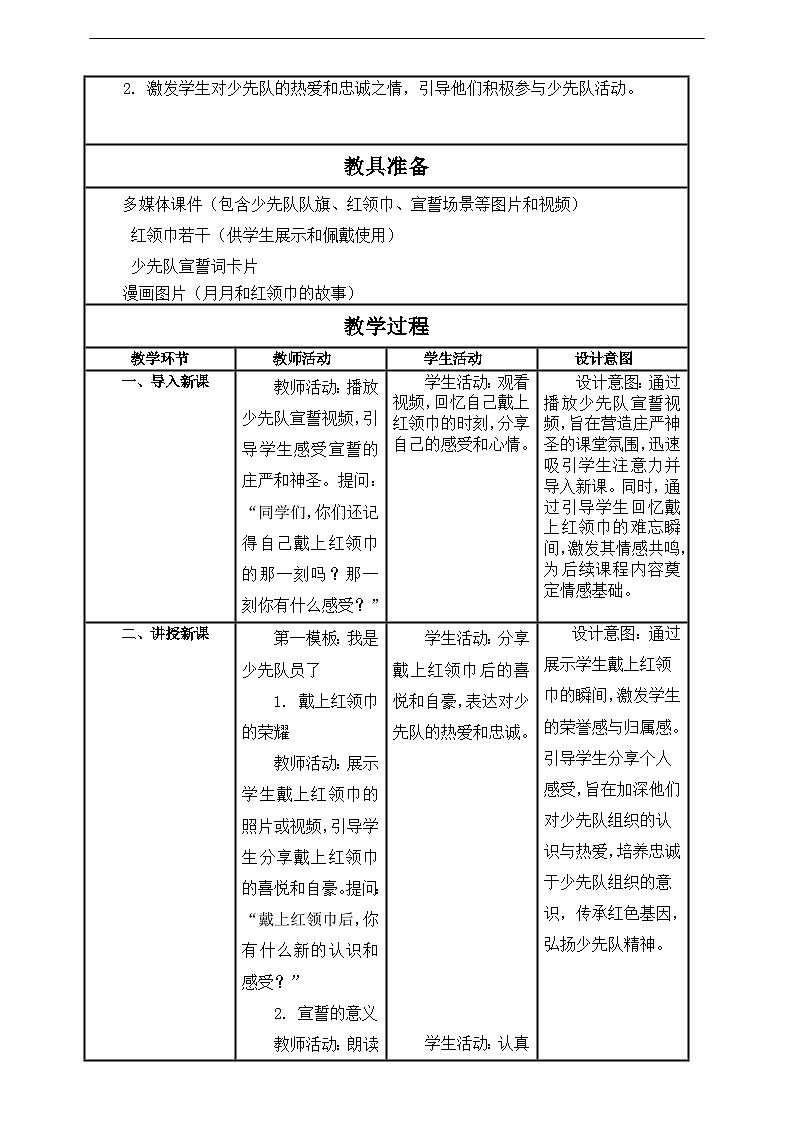 【核心素养】第15课《戴上红领巾》第1课时教案含反思第2页