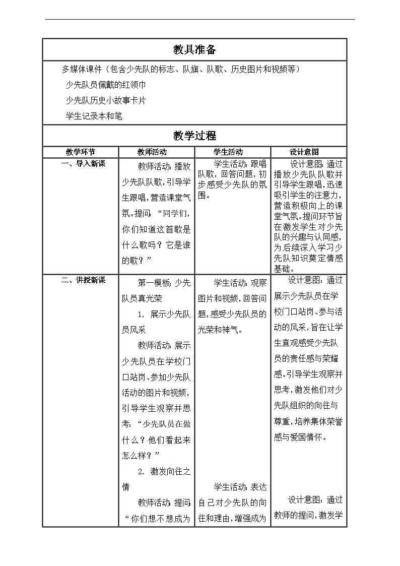 【核心素养】第14课《光荣的少先队》第1课时教案含反思第2页