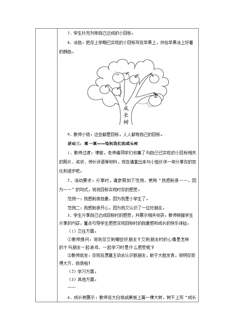 第1课 有个新目标（第1课时）教学设计 道德与法治一年级下册统编版（2024）第3页