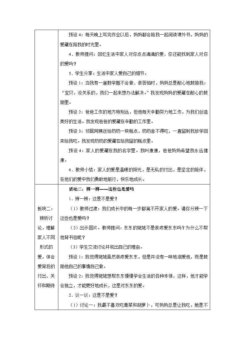 第10课 相亲相爱一家人（第1课时）教学设计 道德与法治一年级下册统编版（2024）第2页