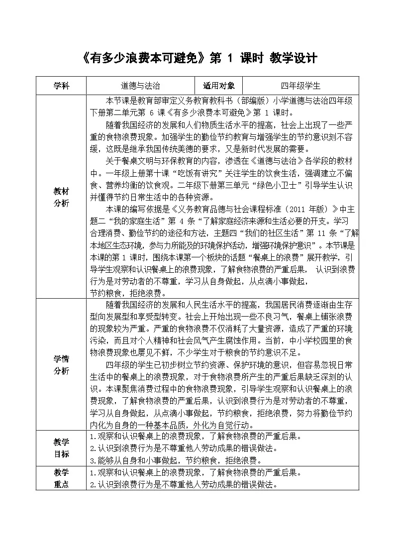6.1《有多少浪费本可避免》第一课时第1页