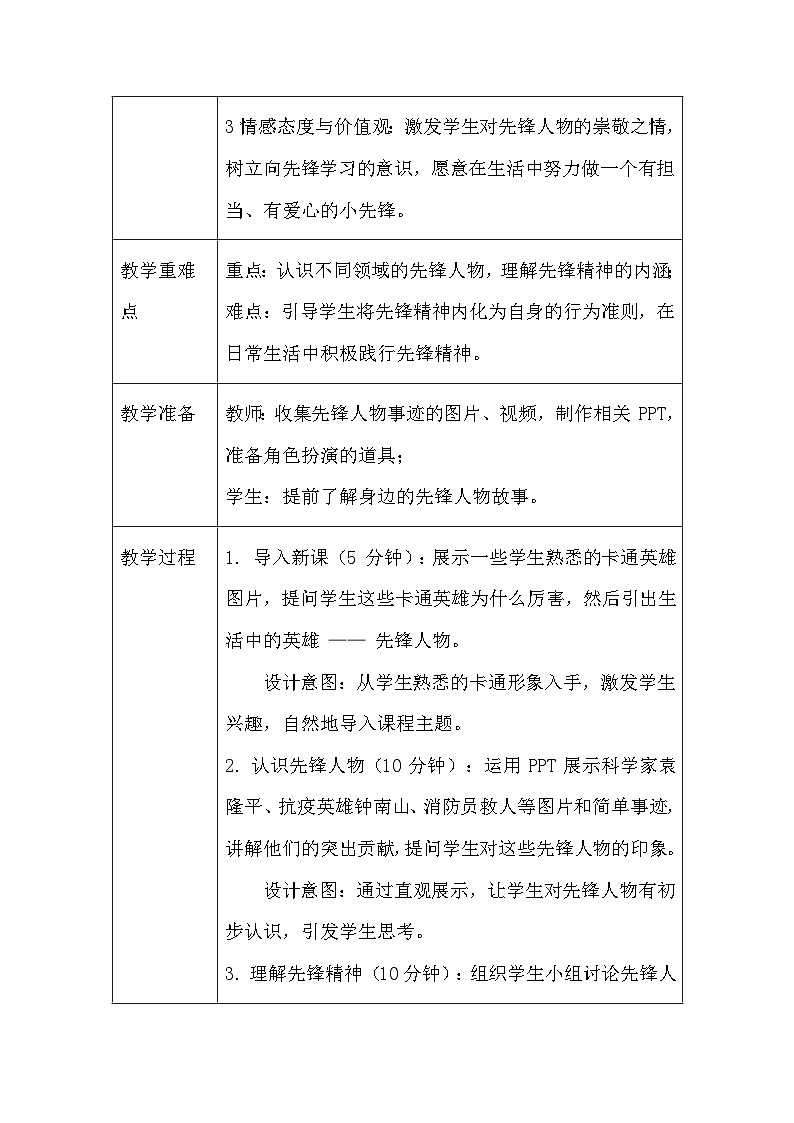 2025春统编版（2024）小学道德与法治一年级下册第16课《学先锋 做先锋》教案及反思第2页