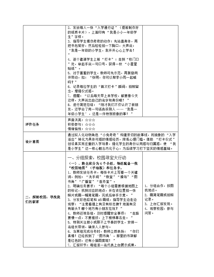 《1 开开心心上学去》教学设计（表格版）-2025-2026学年人教版道德与法治一年级上册第3页