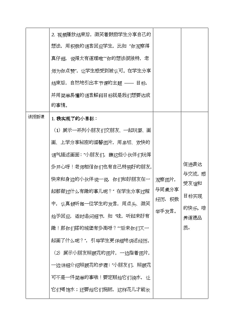 部编版五四制2024道德与法治一年级下册1.1有个新目标 第1课时 教案第2页