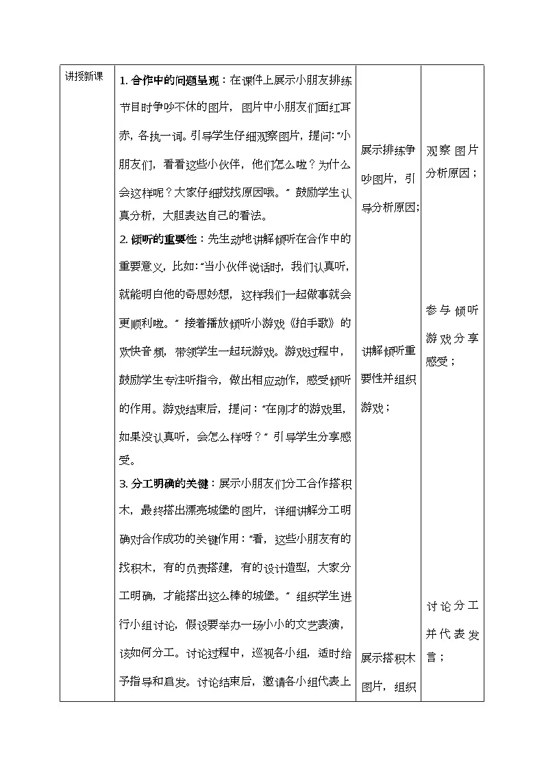 部编版五四制2024道德与法治一年级下册2.4大家来合作 第2课时 教案第2页