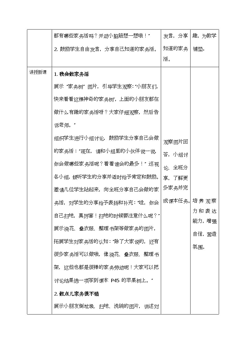 部编版五四制2024道德与法治一年级下册3.4学做家务活 第1课时 教案第2页