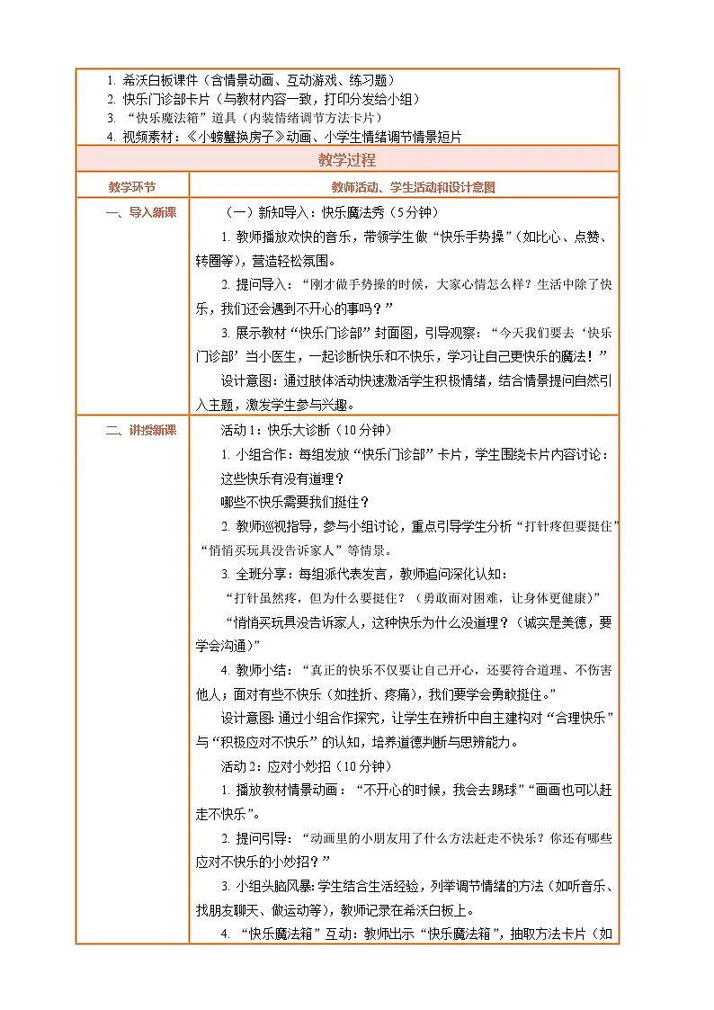2026年统编版二年级道德与法治下册 2.2《学做“快乐鸟”——快乐门诊部 会应对更快乐》教案设计第2页