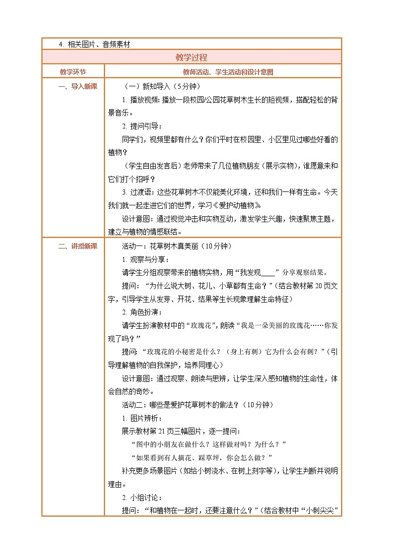 2026年统编版二年级道德与法治下册 6.1《爱护动植物——花草树木真美丽》教案设计第2页