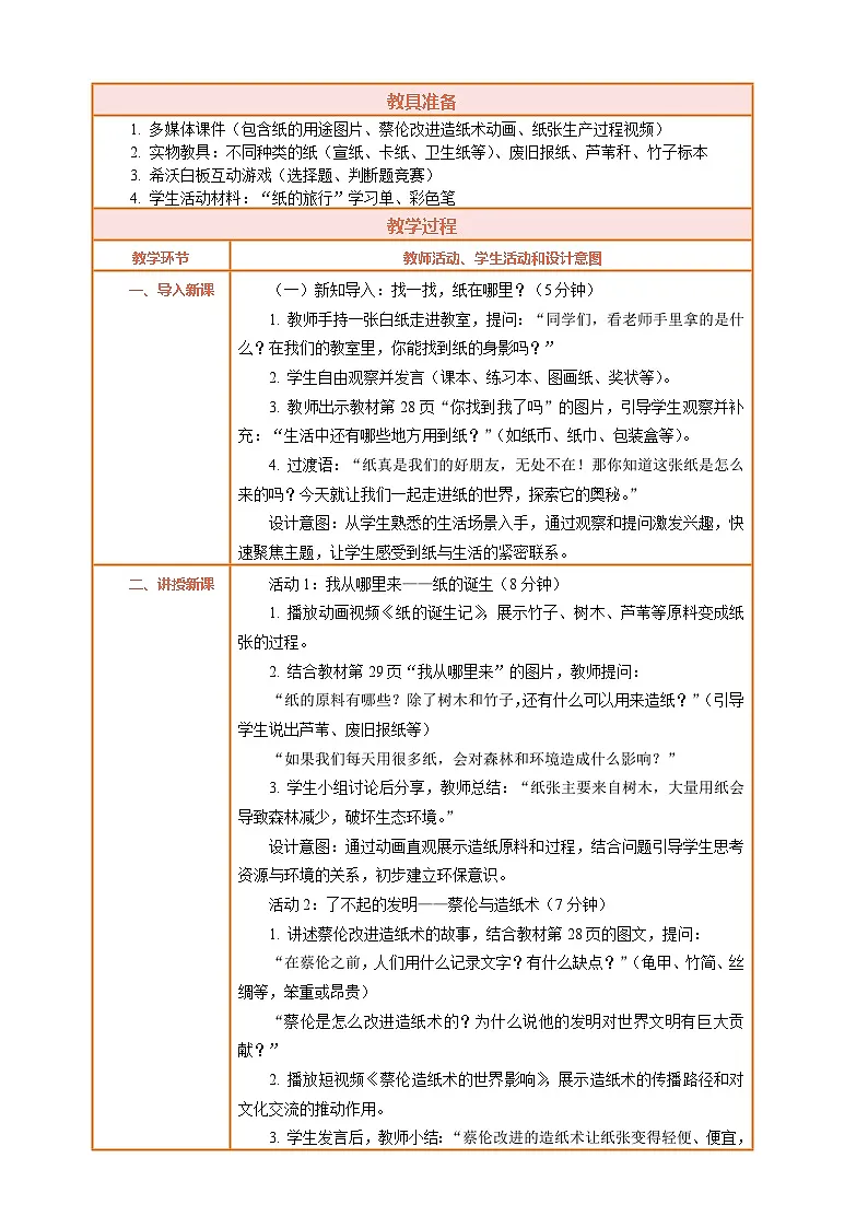 2026年统编版二年级道德与法治下册 8.1《我是一张纸——你找到我了吗 我从哪里来》教案设计第2页