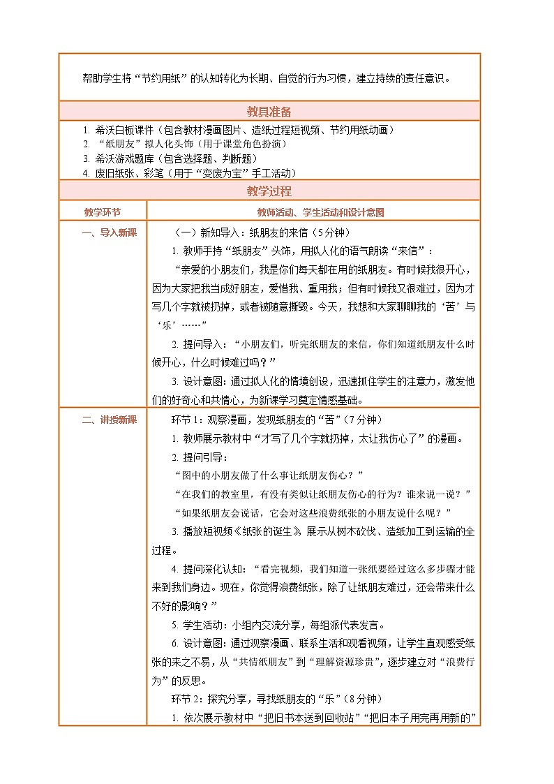 2026年统编版二年级道德与法治下册 8.2《我是一张纸——我的苦与乐》教案设计第2页