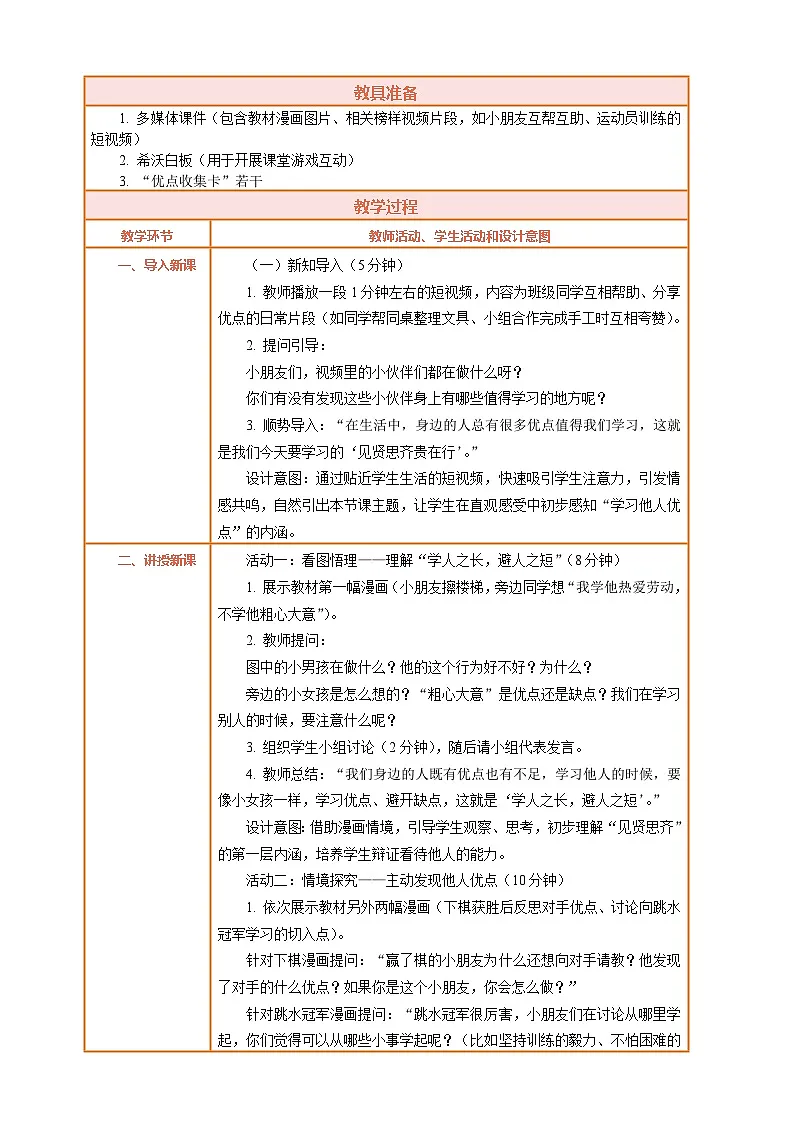 2026年统编版二年级道德与法治下册 12.2《见贤要思齐——见贤思齐贵在行》教案设计第2页