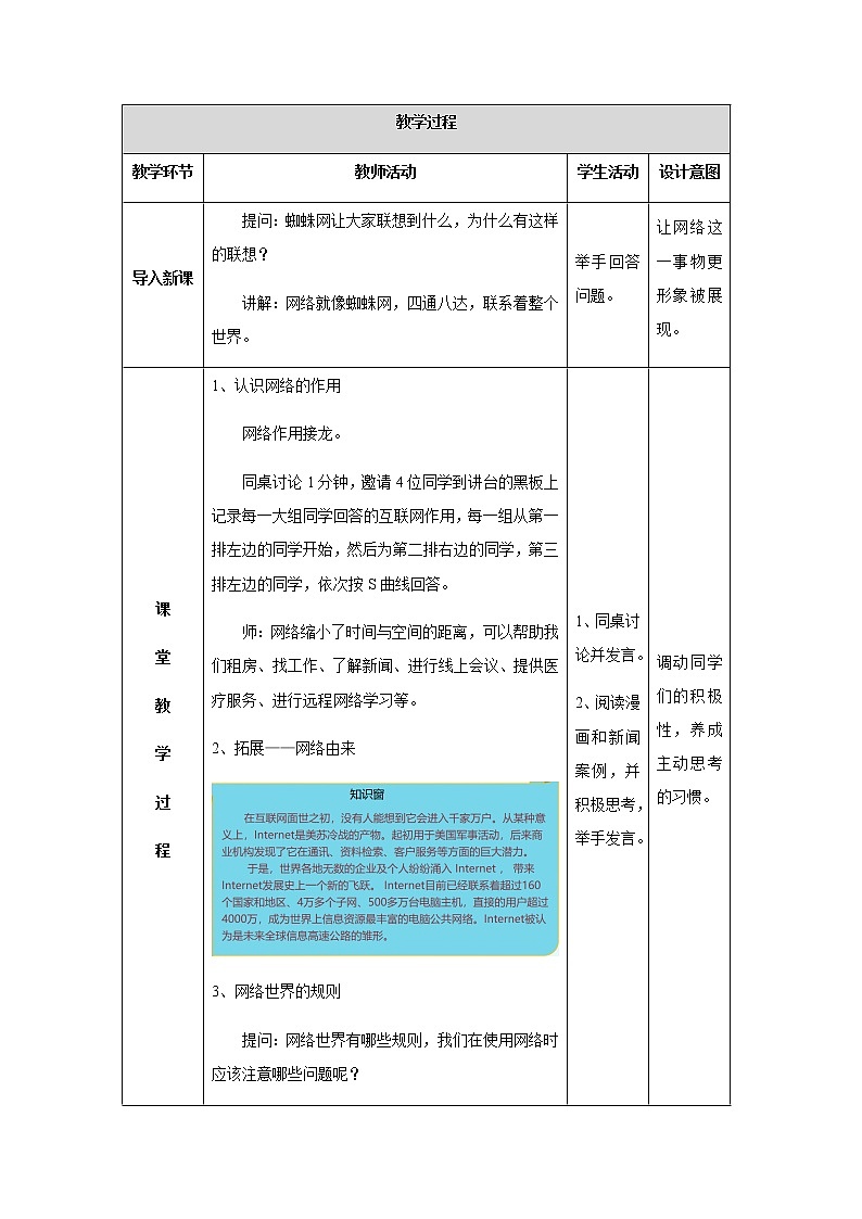 第8课《网络新世界》第一课时 教学设计02