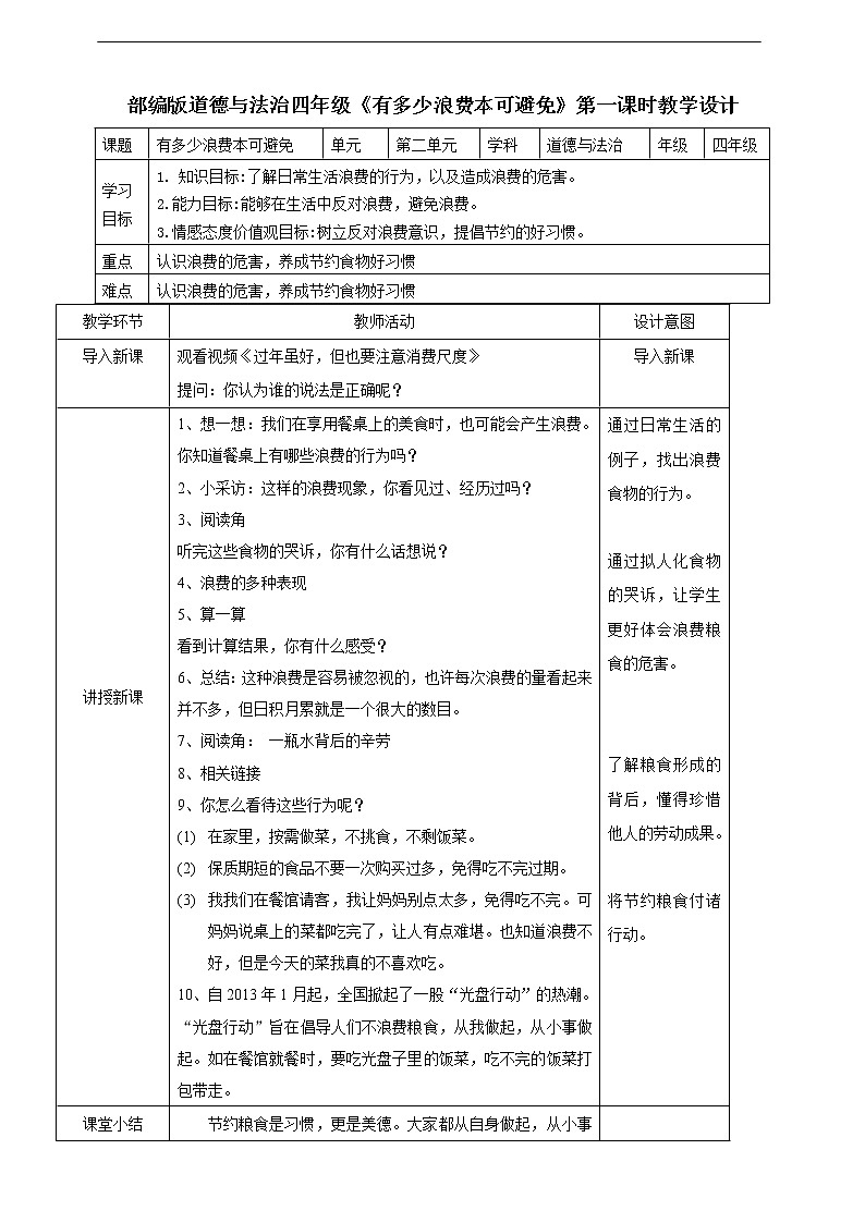 6.《有多少浪费本可避免》第一课时 教案01