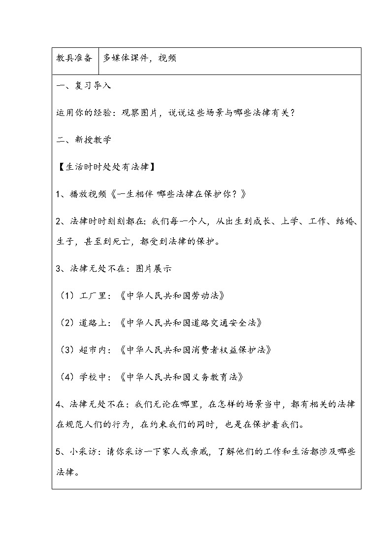 1、感受生活中的法律第二课时 教案03