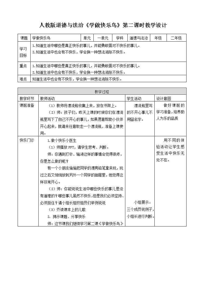 人教版道德法制二年级下册第一单元我试试看教案01