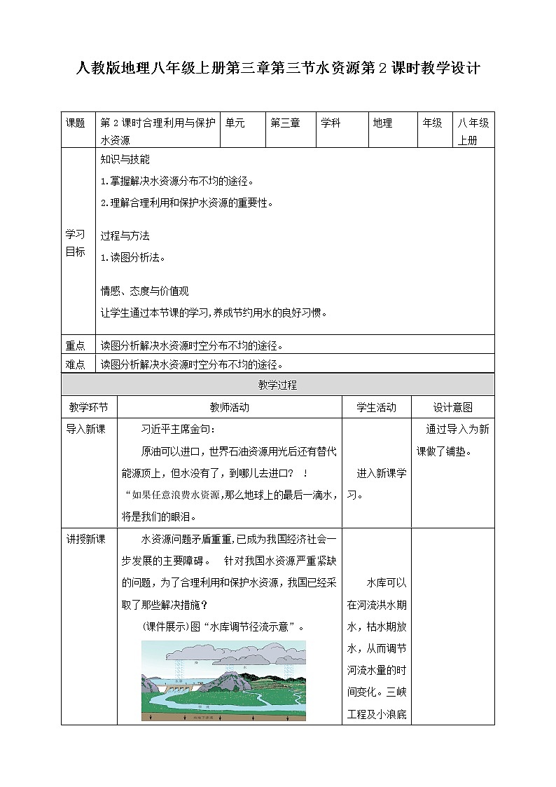 人教版地理八年级上册 第三章第三节 第2课时 水资源 课件+教案01