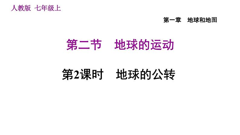 人教版七年级上册地理习题课件 第1章 1.2.2 地球的公转第1页