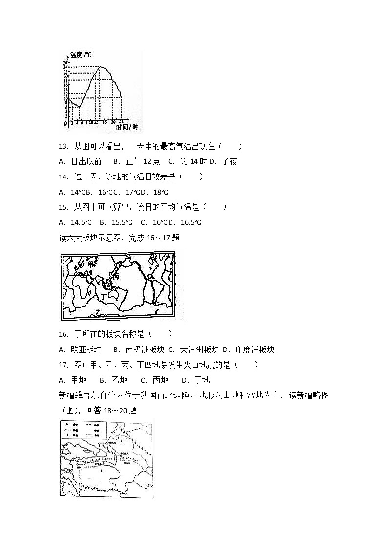 江苏省徐州市沛县2016-2017学年八年级（下）期中地理试卷（解析版）03