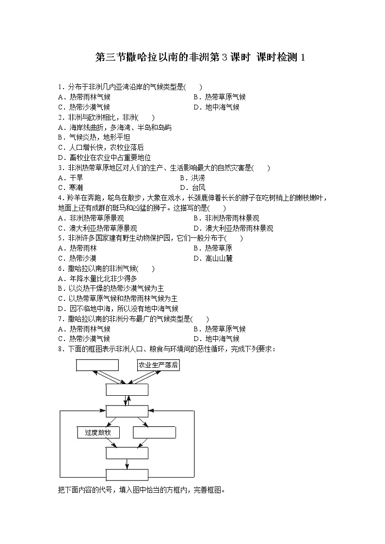 第8章 第3节撒哈拉以南的非洲第3课时同步测试第1页