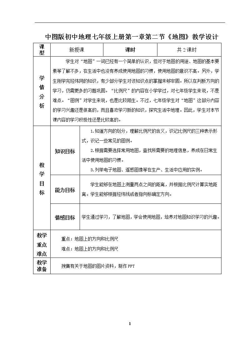 2021年中图版地理七年级上册：1.2地图 PPT课件+教案+练习01
