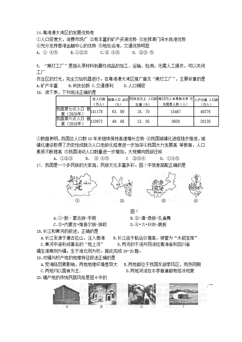 2021年湖南衡阳中考地理试题附答案03