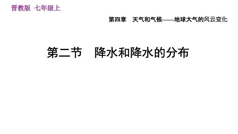 晋教版七年级上册地理习题课件 第4章 4.2  降水和降水的分布第1页