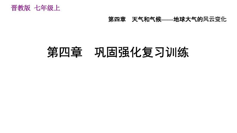 晋教版七年级上册地理习题课件 第4章  巩固强化复习训练第1页