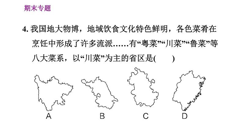 人教版八年级上册地理习题课件 期末专练 专题一　区域认知：我国的行政区划第8页