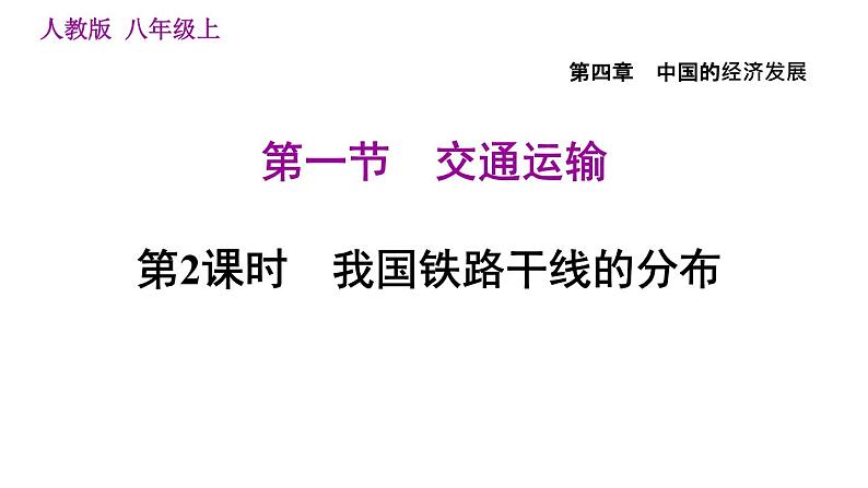 人教版八年级上册地理习题课件 第4章 4.1.2 我国铁路干线的分布第1页